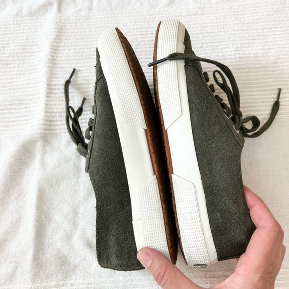 Superga Green Suede Low Top Sneaker Shoe - Picture 7 of 14